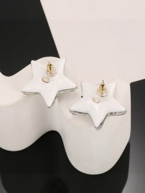 Double C Ladies Iced Moissanite Earrings 925 Silver 14k  🍥🍥Chanel Star Double C Glitter Earrings🍡🍡